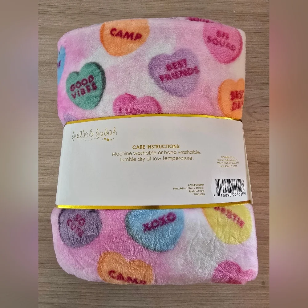Conversational Hearts Valentine's Day Cozy Plush Microfleece Throw Blanket